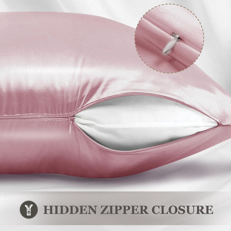 Adubor 100% Silk Pillowcase - Mulberry Silk Pillow Cases, 23 Momme 6A Grade Fibers, Silk Pillow Case for Hair and Skin Health, with Hidden Zipper (Standard 20''Ã—26'', Medium Pink, 1PC) - Image 4